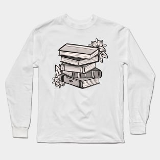 Tattoo Style Book Stack Long Sleeve T-Shirt